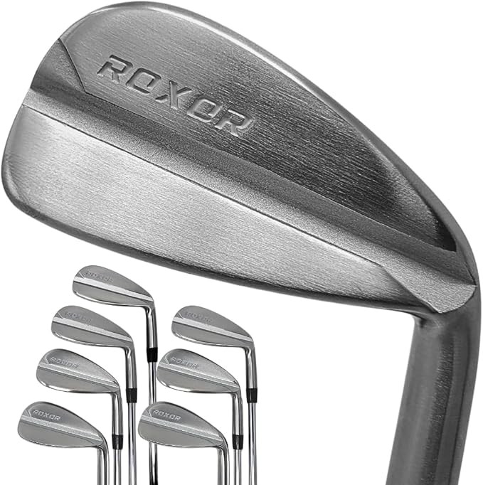RXR - Tall +1 Inch - Golf Full Iron Sets for Men - Steel Stiff Shaft - 4,5,6,7,8,9 Pitching Wedge - Right Handed - New Superior Golf Club Iron Set Blades - Longer Length for Taller Golfers